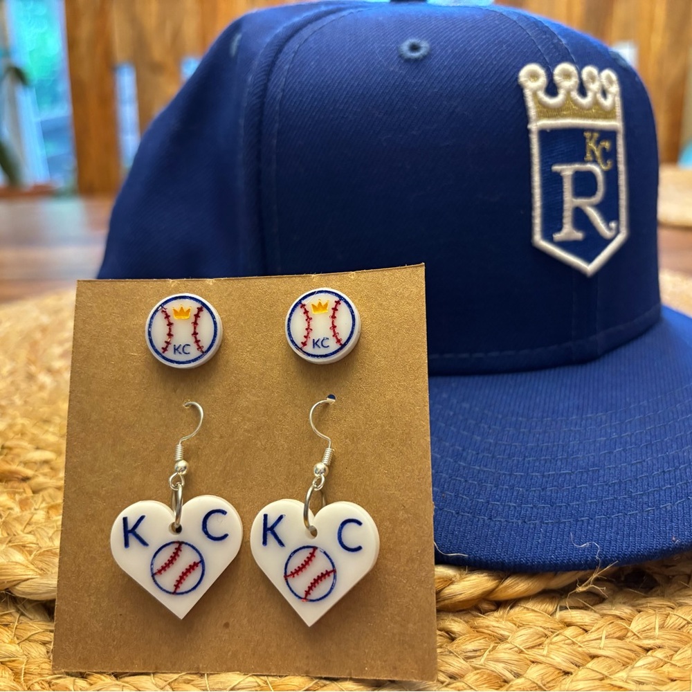 KC Royals baseball earrings